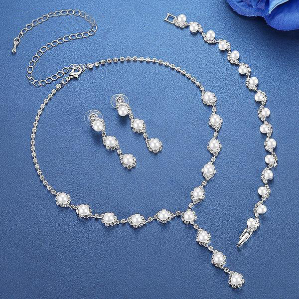 Simple Crystal Necklace Earrings Bracelets Sets