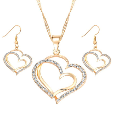 Romantic Heart Pattern Necklace Set